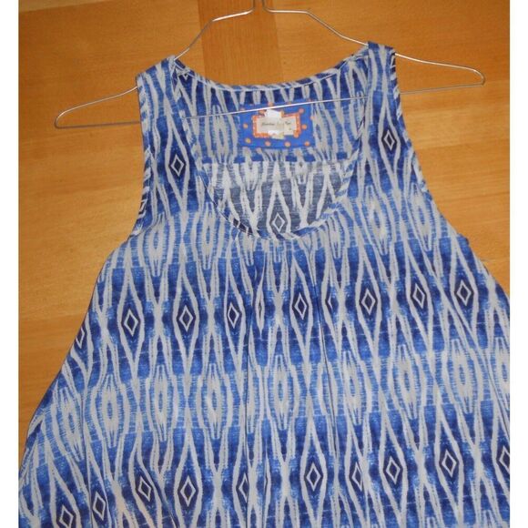 Anthropologie Meadow Rue Merlin Blue White Boho Print TUNIC TANK TOP XS - Picture 4 of 8